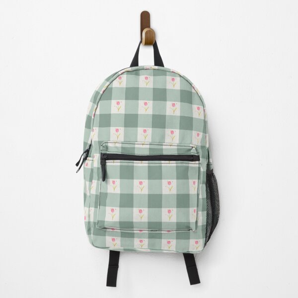 Item preview, Sage Green Gingham Tulip Pattern | Cottagecore Floral Aesthetic designed and sold by PetiteEthos.