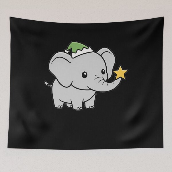 Item preview, Cute Christmas Elephant with Elf Hat and Star designed and sold by k3rstman1.