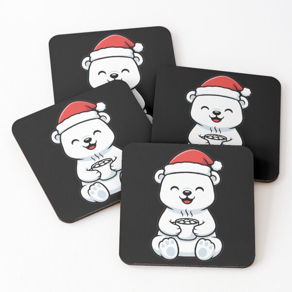 Item preview, Kawaii Polar Bear Christmas Santa Hat Cocoa designed and sold by k3rstman1.