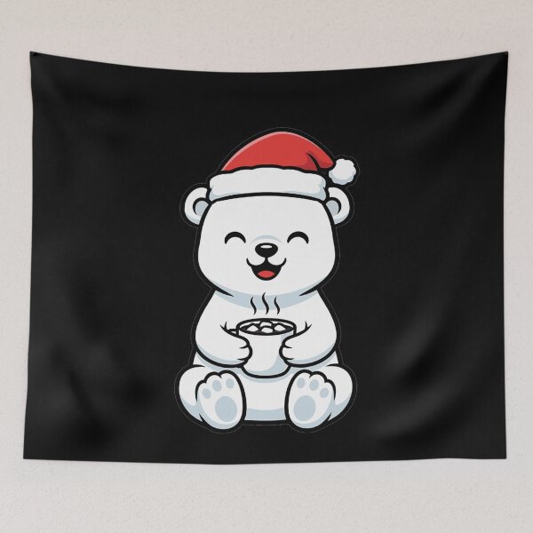 Item preview, Kawaii Polar Bear Christmas Santa Hat Cocoa designed and sold by k3rstman1.