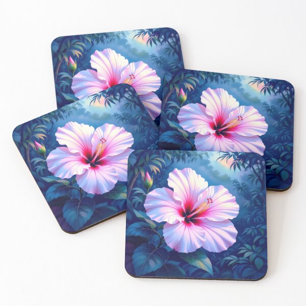Item preview, Serene Pale Pink Hibiscus in Moonlit Tropical Garden designed and sold by Serene Strokes Art.