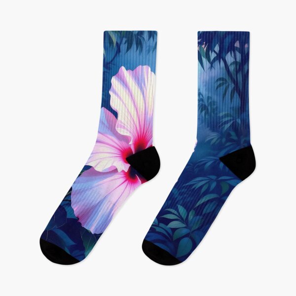 Item preview, Serene Pale Pink Hibiscus in Moonlit Tropical Garden designed and sold by Serene Strokes Art.