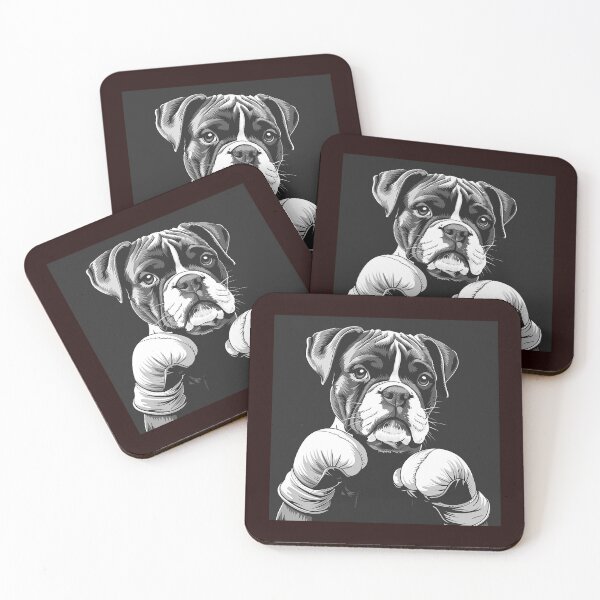 Item preview, Boxer Dog with Boxing Gloves Black and White Funny Dog Art designed and sold by inkoutninja.