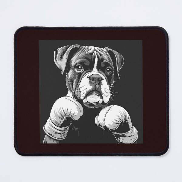 Item preview, Boxer Dog with Boxing Gloves Black and White Funny Dog Art designed and sold by inkoutninja.