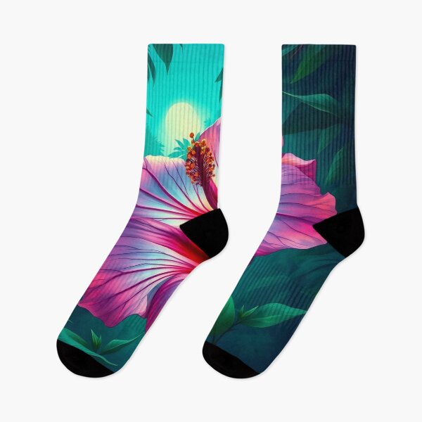 Item preview, Ethereal Pink Hibiscus in Moonlit Tropical Jungle designed and sold by Serene Strokes Art.