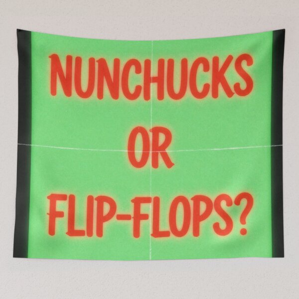 Item preview, Nunchucks or Flip-Flops Neon Green Light Sign designed and sold by Dancing Papaya.