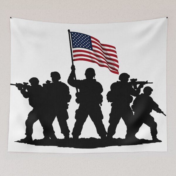 Item preview, USA Independence Day Soldier Silhouette Patriotic Flag Design designed and sold by RolMerch.