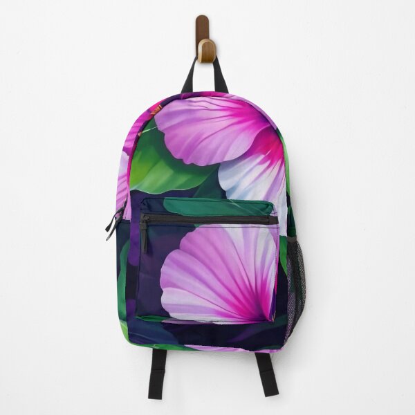 Item preview, Vibrant Purple-Pink Hibiscus Bloom with Lush Green Foliage designed and sold by Serene Strokes Art.