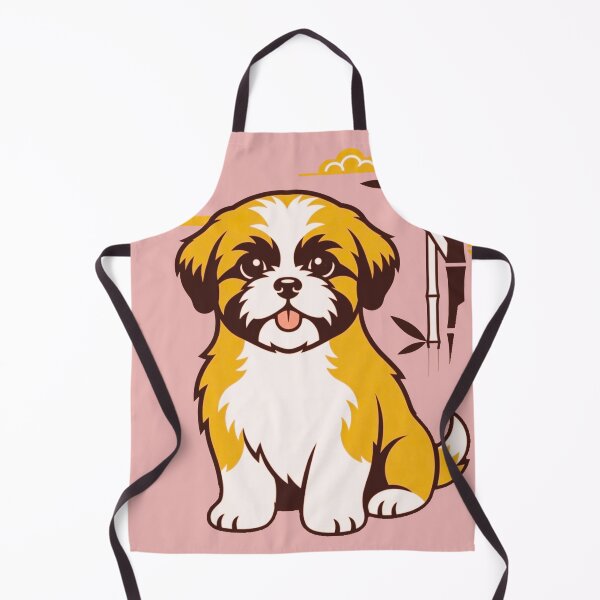 Item preview, Cute Shih Tzu Puppy Art with Gold Bamboo Elements designed and sold by BLUESKY11a.