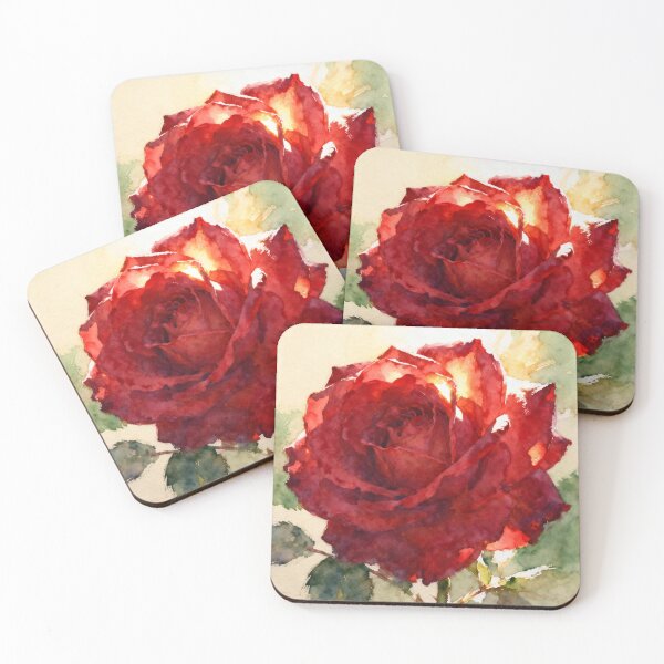 Item preview, Deep Red Velvet Rose - Romantic Watercolor Botanical Art designed and sold by Serene Strokes Art.