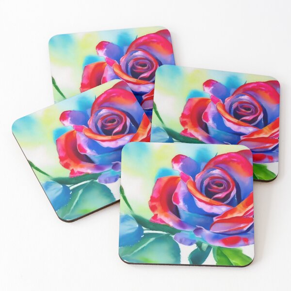 Item preview, Abstract Rainbow Rose - Vibrant Watercolor Surreal Floral Art designed and sold by Serene Strokes Art.