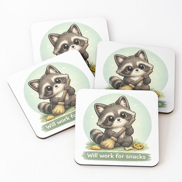 Item preview, Will Work for Snacks Raccoon designed and sold by AlvelinaCP.