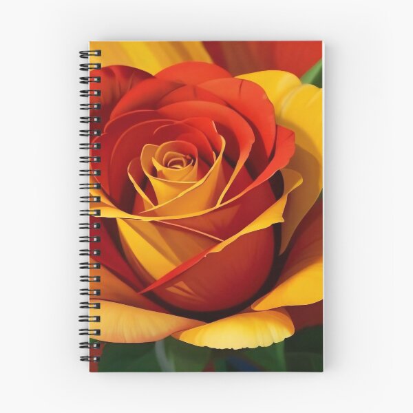 Item preview, Fiery Sunset Rose - Vibrant Red and Gold Floral Illustration designed and sold by Serene Strokes Art.