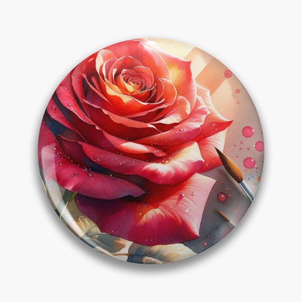 Item preview, Artist's Desk - Radiant Red Watercolor Rose with Paint Palette designed and sold by Serene Strokes Art.