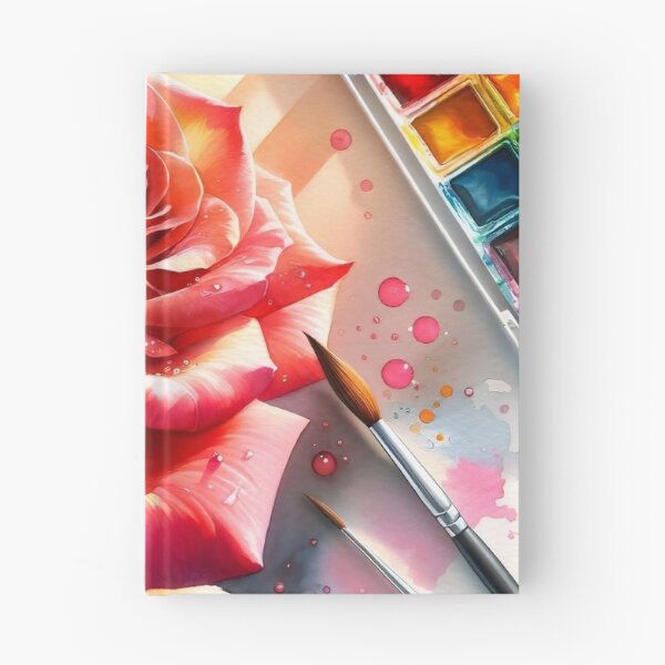Item preview, Artist's Desk - Radiant Red Watercolor Rose with Paint Palette designed and sold by Serene Strokes Art.