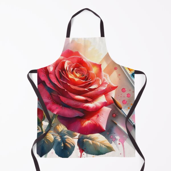 Item preview, Artist's Desk - Radiant Red Watercolor Rose with Paint Palette designed and sold by Serene Strokes Art.