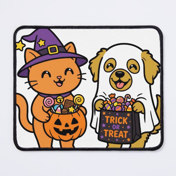 Item preview, Cute Halloween Cat Witch & Ghost Dog – Trick or Treat Kawaii Pet Candy Design designed and sold by Furfolkz.
