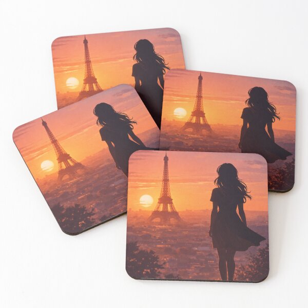 Item preview, Paris Aesthetic Girl Watching Eiffel Tower Romantic Sunset View designed and sold by AuraVibeShop.