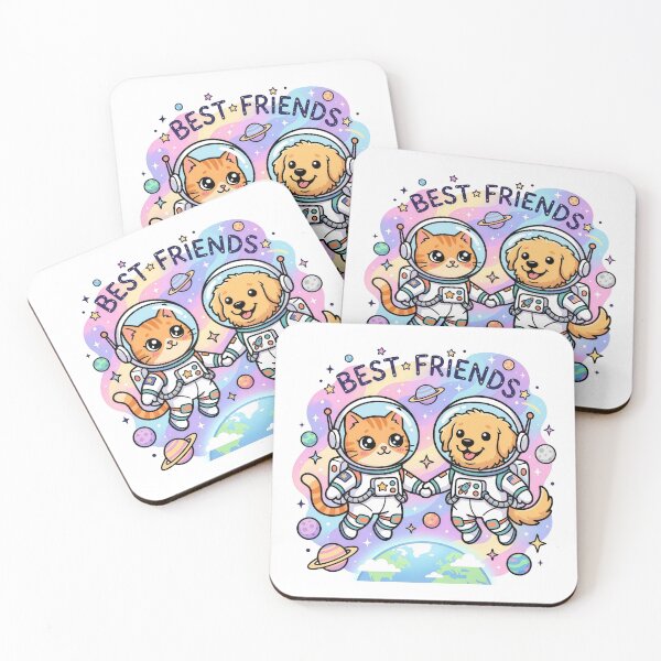 Item preview, Best Friends Space Cat & Dog Astronaut – Cute Kawaii Galaxy Pet Friendship Design designed and sold by Furfolkz.