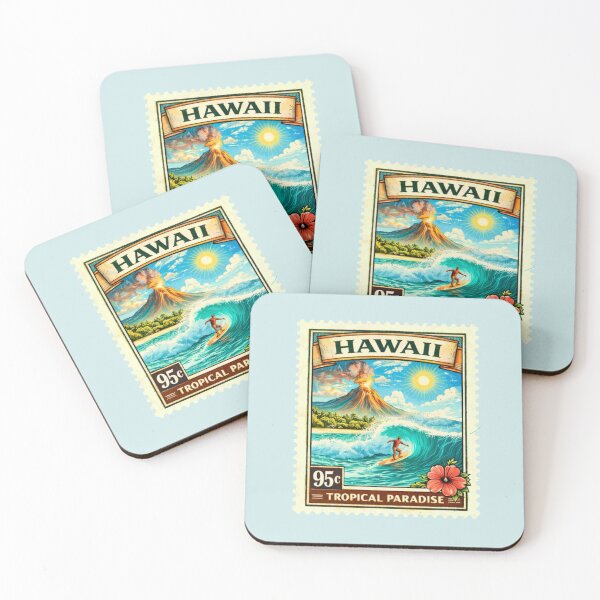 Item preview, Hawaii Tropical Paradise Vintage Stamp designed and sold by Myra365Art.