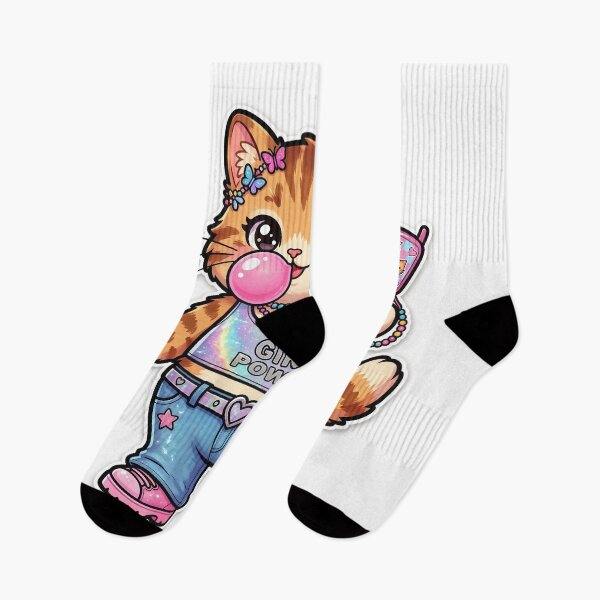 Item preview, Girl Power Kawaii Cat – Cute Bubblegum Kitty Y2K Aesthetic Cartoon Design designed and sold by Furfolkz.