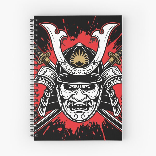 Item preview, Japanese Samurai Oni Mask Art - Warrior Helmet with Crossed Swords and Red Ink Splatter - Bushido Spirit Graphic Tee designed and sold by seven things shop.