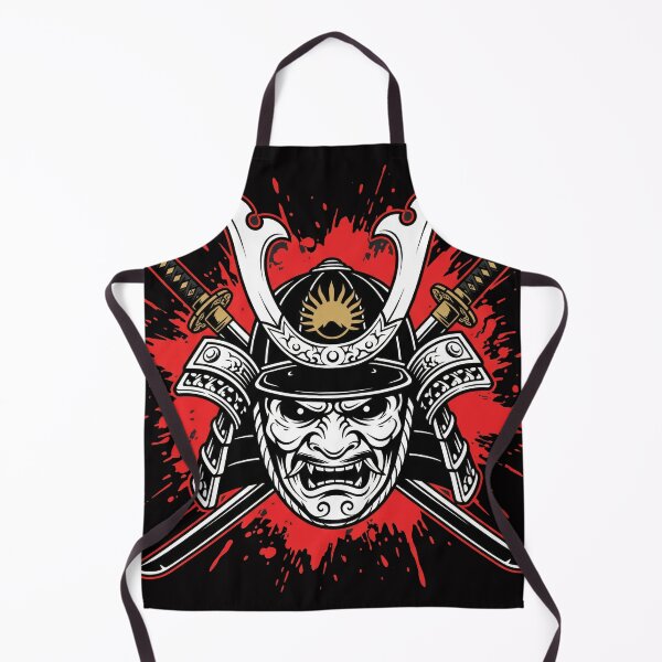 Item preview, Japanese Samurai Oni Mask Art - Warrior Helmet with Crossed Swords and Red Ink Splatter - Bushido Spirit Graphic Tee designed and sold by seven things shop.
