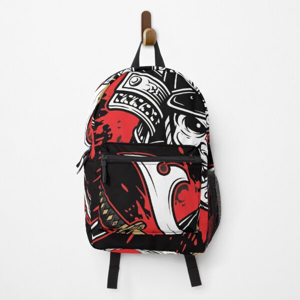 Item preview, Japanese Samurai Oni Mask Art - Warrior Helmet with Crossed Swords and Red Ink Splatter - Bushido Spirit Graphic Tee designed and sold by seven things shop.