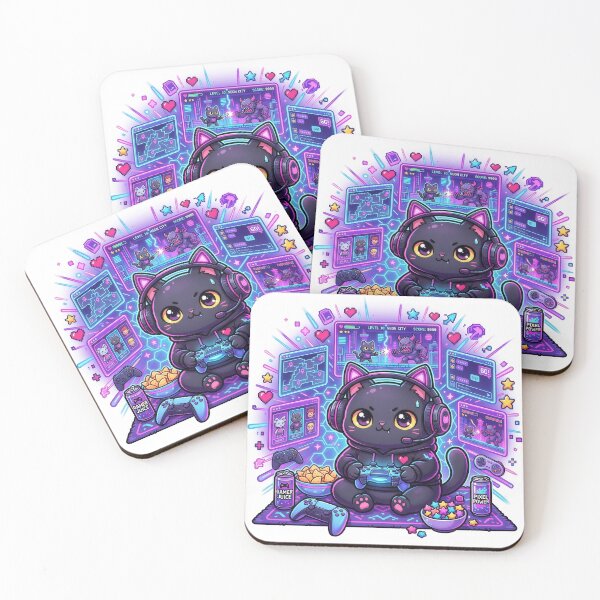 Item preview, Kawaii Gamer Cat – Cute Neon Gaming Kitty Pixel Gamer Aesthetic Design designed and sold by Furfolkz.