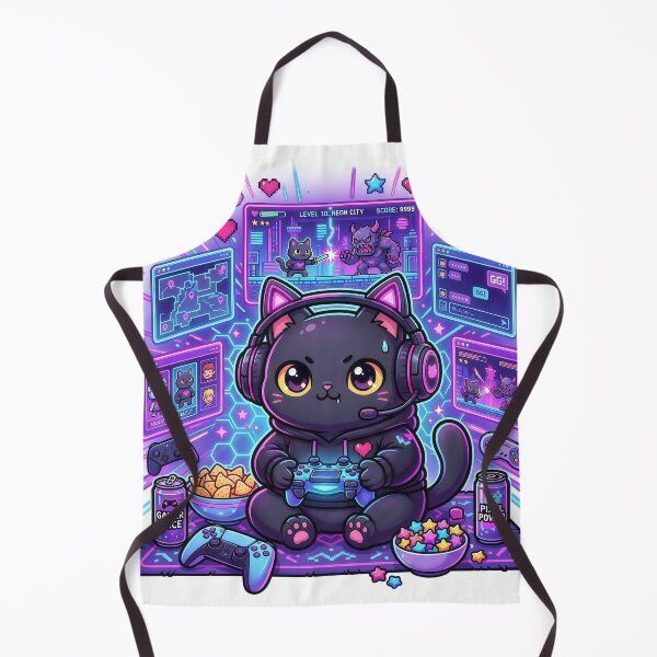 Item preview, Kawaii Gamer Cat – Cute Neon Gaming Kitty Pixel Gamer Aesthetic Design designed and sold by Furfolkz.