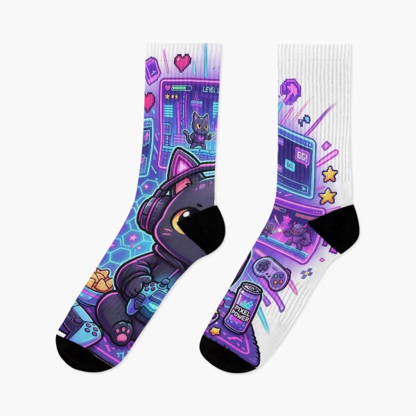 Item preview, Kawaii Gamer Cat – Cute Neon Gaming Kitty Pixel Gamer Aesthetic Design designed and sold by Furfolkz.
