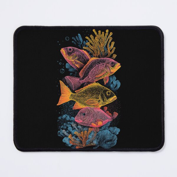 Item preview, Neon Tropical Fish Line Art Ocean Vibes designed and sold by PixelQ.