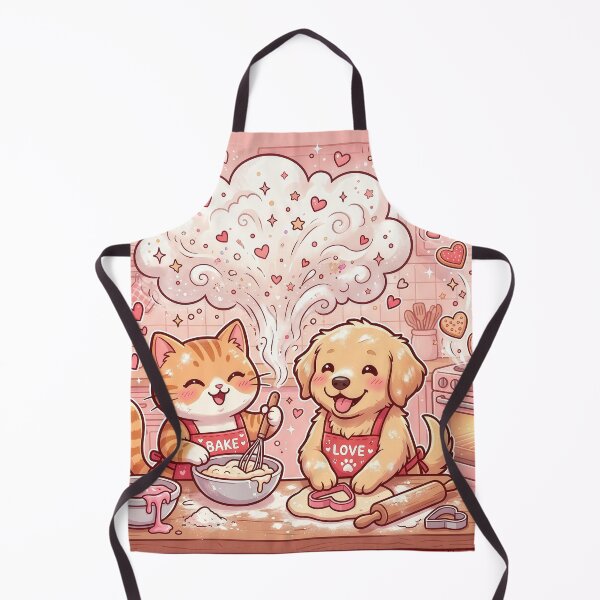 Item preview, Cute Cat & Dog Baking Cookies – Kawaii Valentine Kitchen Pets Love Design designed and sold by Furfolkz.