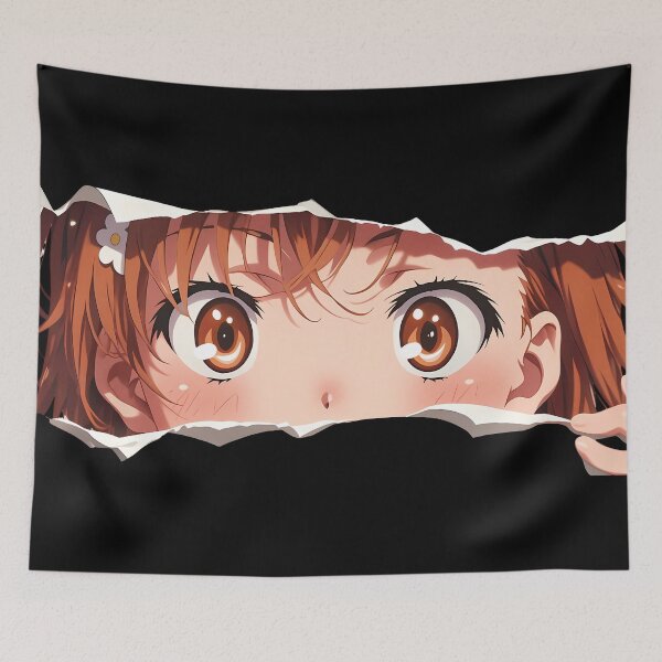 Item preview, Misaka Mikoto A Certain Scientific Railgun Wide Eyes Torn Paper Peek designed and sold by PMartistStudio.