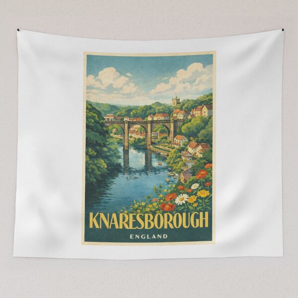 Item preview, Knaresborough River Nidd Yorkshire England Viaduct and Castle View designed and sold by Aryabek.