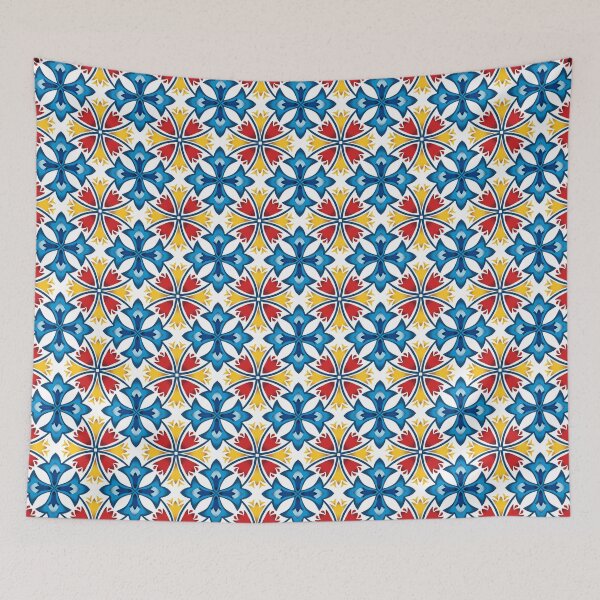 Item preview, Tiled pattern of blue, red and yellow designed and sold by Poplartree.