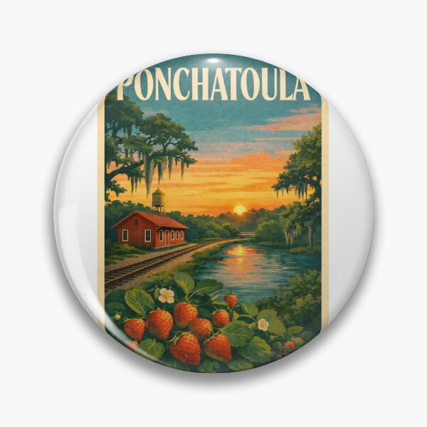 Item preview, Ponchatoula Tangipahoa Parish Louisiana Strawberry Fields Sunset Rail Scene designed and sold by Aryabek.