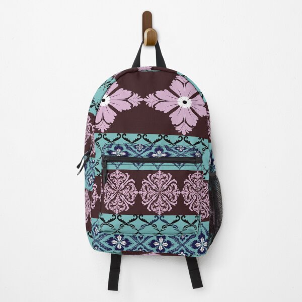 Item preview, A magnificent tapestry tradition indigo ikat , delicate lavender pink palmetteson fields of chocolate and aqua.lav designed and sold by AdesignbyG.