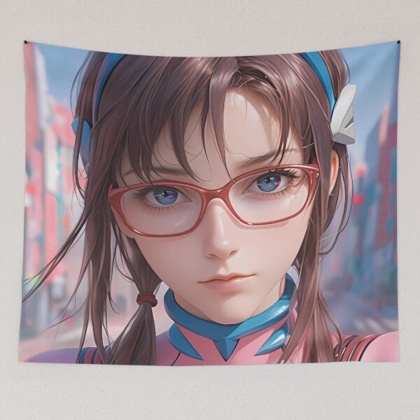 Item preview, Makinami Mari Neon Genesis Evangelion Pink Suit Glasses Stare designed and sold by PMartistStudio.