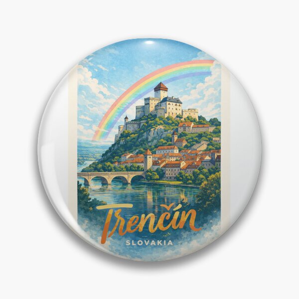 Item preview, Trencin Castle Vah River Slovakia Historic Town Skyline designed and sold by Aryabek.