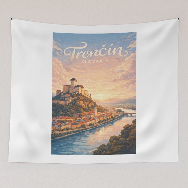 Item preview, Trenčín Castle and Váh River Sunset Trenčín Slovakia designed and sold by Aryabek.