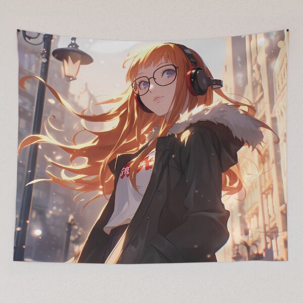 Item preview, Futaba Sakura Persona 5 Winter City Headphones And Glasses designed and sold by PMartistStudio.