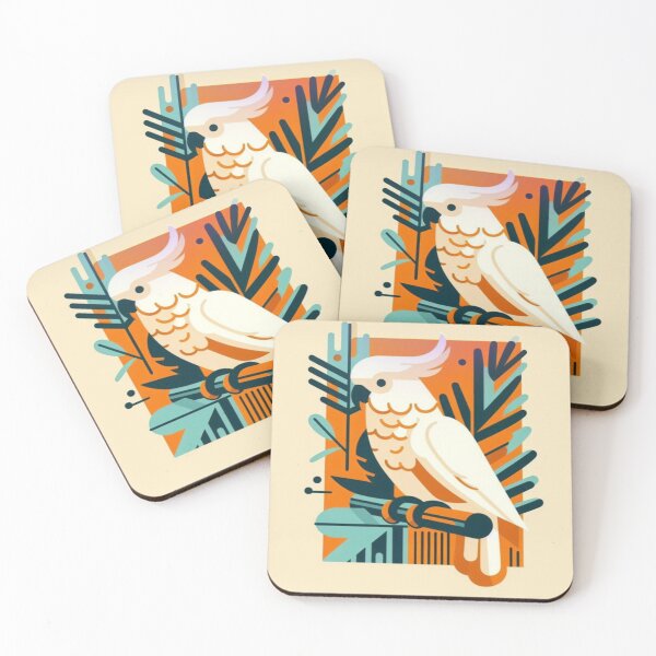 Item preview, Geometric white cockatoo retro art designed and sold by NivyasArtistry.