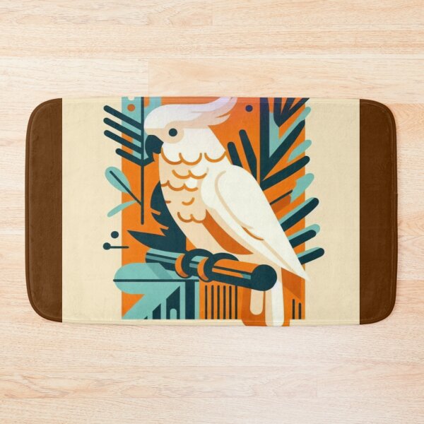 Item preview, Geometric white cockatoo retro art designed and sold by NivyasArtistry.