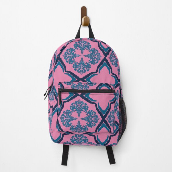 Item preview, Exquisite Pink and Navy ikat Damask pattern designed and sold by AdesignbyG.
