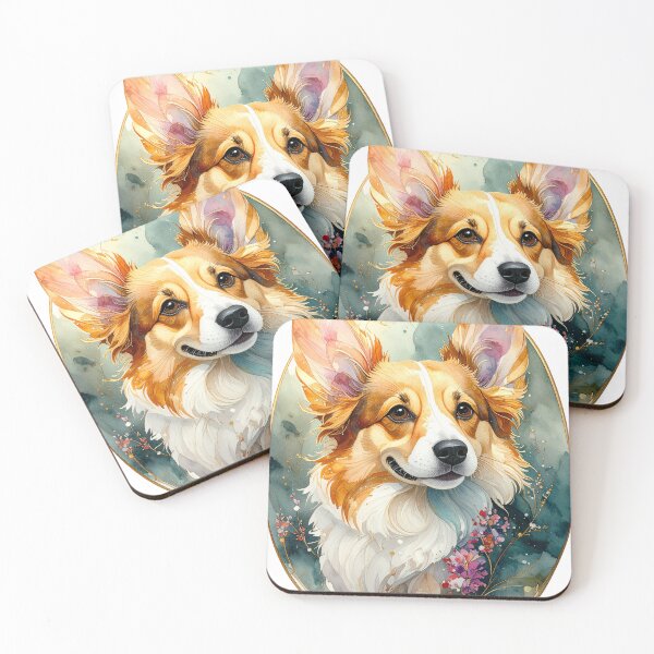 Item preview, Watercolor Corgi Portrait Floral Flowers Painterly Dog Art designed and sold by icemanphotos.