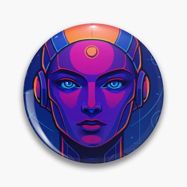 Item preview, Neural Core – Cyberpunk AI Guardian Neon Portrait designed and sold by AlgorithmiaArt.