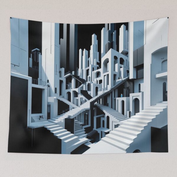 Item preview, Impossible Maze – Escher Geometric Architecture Illusion Art designed and sold by AlgorithmiaArt.