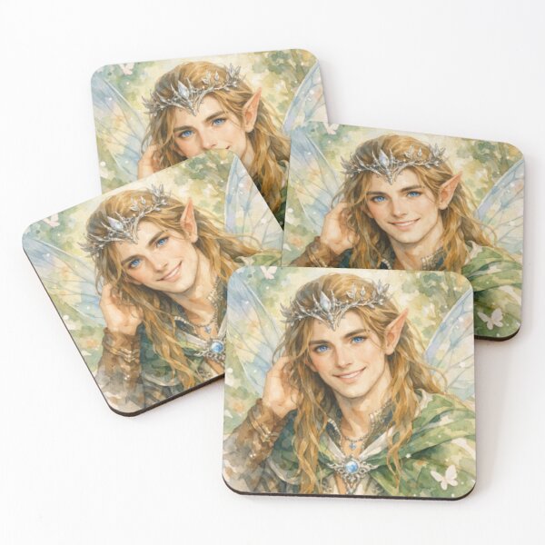 Item preview, Enchanted Forest Fairy Prince Watercolor Portrait designed and sold by Oonward2021.