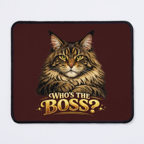 Item preview, Maine Coon cat with the inscription who's the boss designed and sold by SVITANOK.